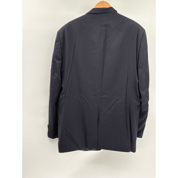 Chaps Ralph Lauren Blazer Sport Coat Men Size 48 L Navy Blue Gold Buttons - Picture 2 of 10